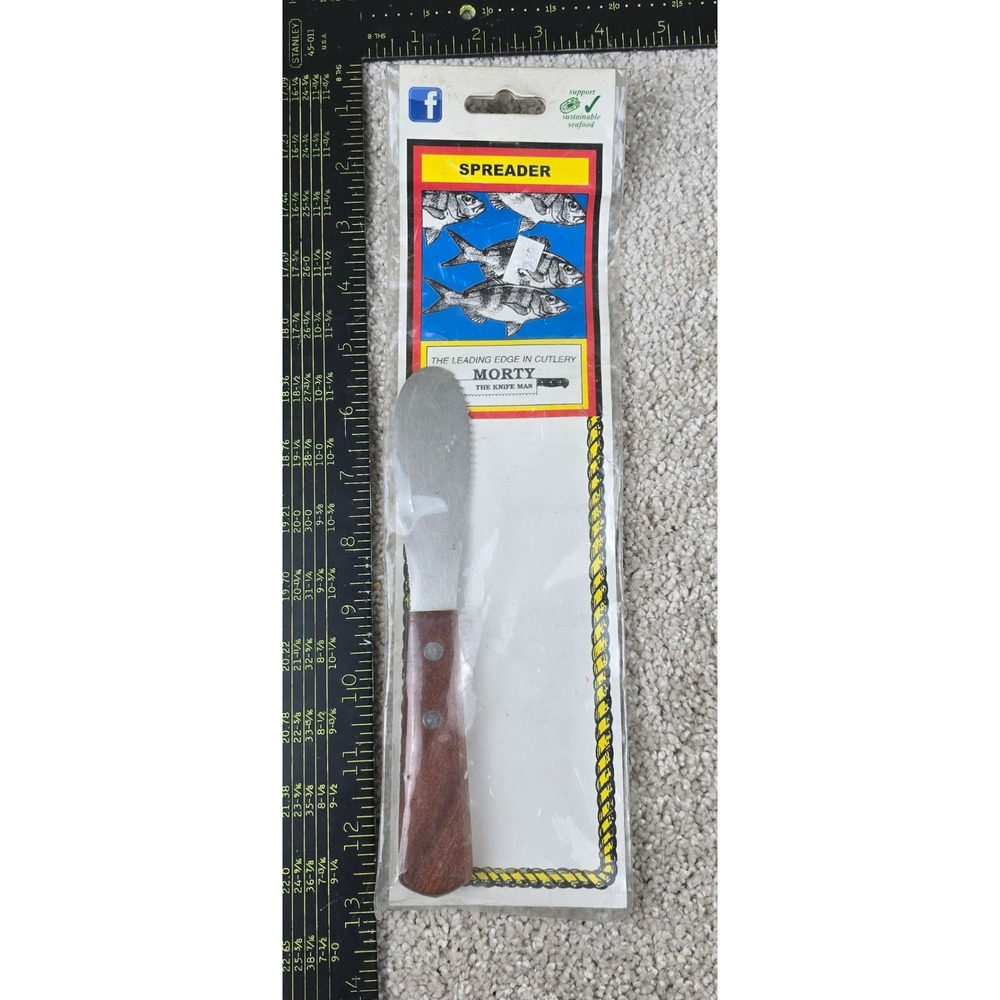 Morty The Knife Man Spreader Brown Wood Handle Stainless Steel Serrated